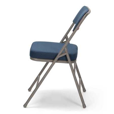 Atlas Commercial Products Triple-Braced Fabric Padded Metal Folding Chair, 2" Cushion, Navy/Gray MFC22NVYFP-2